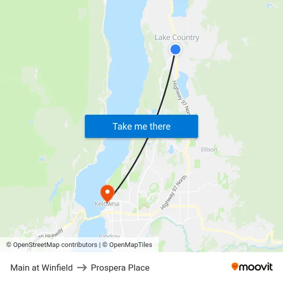 Main at Winfield to Prospera Place map
