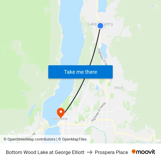 Bottom Wood Lake at George Elliott to Prospera Place map