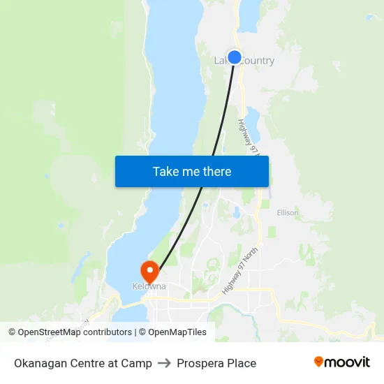 Okanagan Centre at Camp to Prospera Place map