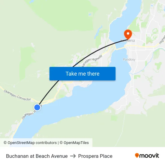 Buchanan at Beach Avenue to Prospera Place map