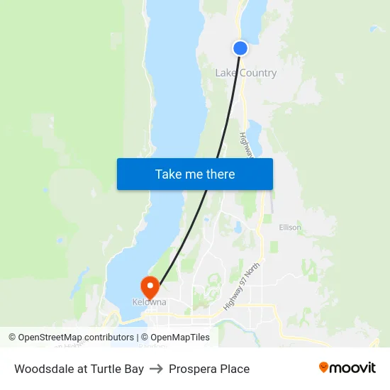 Woodsdale at Turtle Bay to Prospera Place map