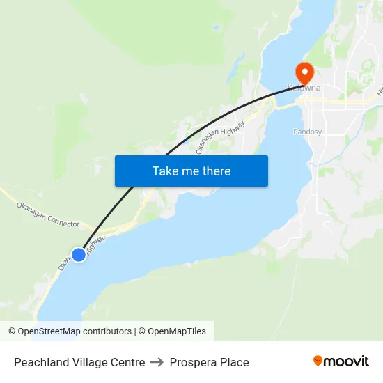 Peachland Village Centre to Prospera Place map