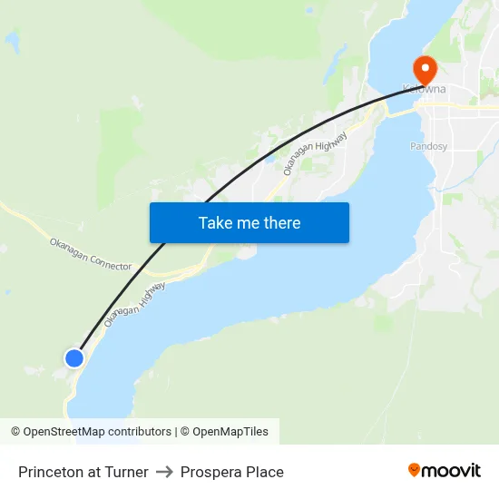Princeton at Turner to Prospera Place map