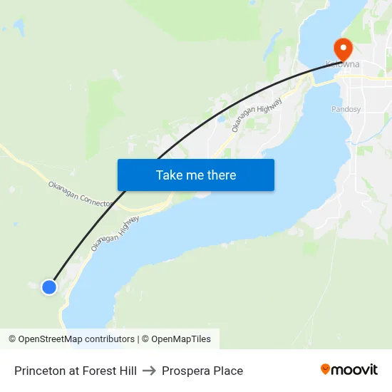 Princeton at Forest Hill to Prospera Place map