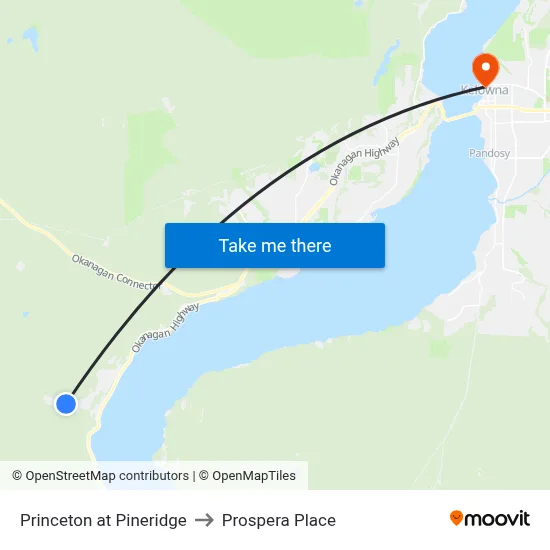 Princeton at Pineridge to Prospera Place map