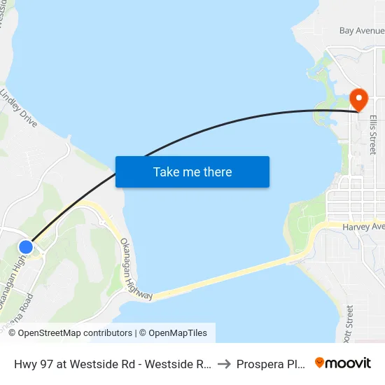 Hwy 97 at Westside Rd - Westside Rd Stn to Prospera Place map