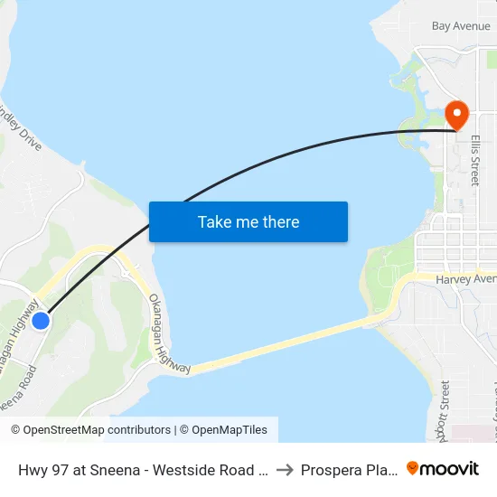 Hwy 97 at Sneena - Westside Road Stn to Prospera Place map