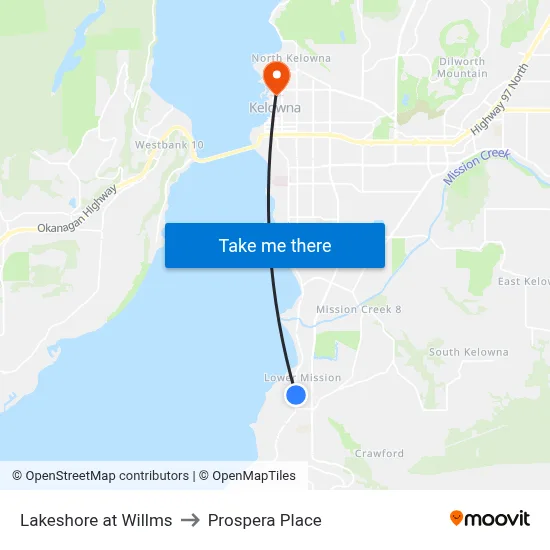 Lakeshore at Willms to Prospera Place map