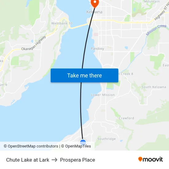 Chute Lake at Lark to Prospera Place map