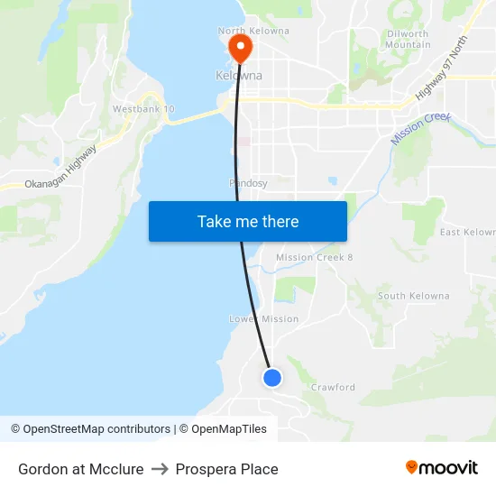 Gordon at Mcclure to Prospera Place map