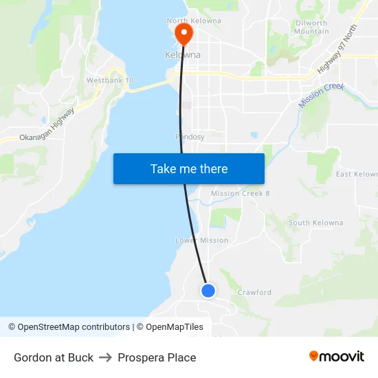 Gordon at Buck to Prospera Place map