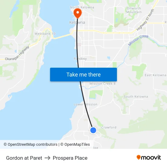 Gordon at Paret to Prospera Place map