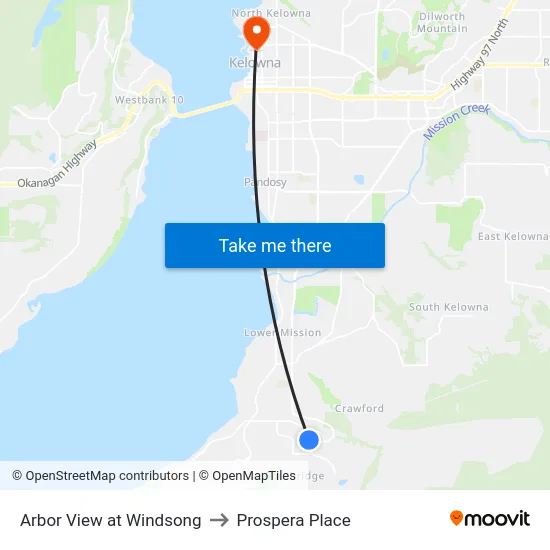 Arbor View at Windsong to Prospera Place map