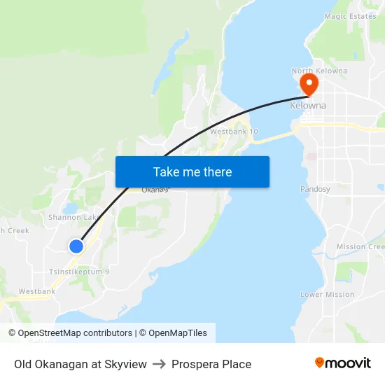 Old Okanagan at Skyview to Prospera Place map
