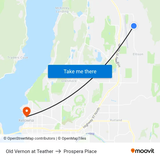 Old Vernon at Teather to Prospera Place map