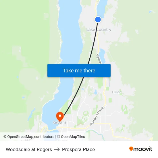 Woodsdale at Rogers to Prospera Place map