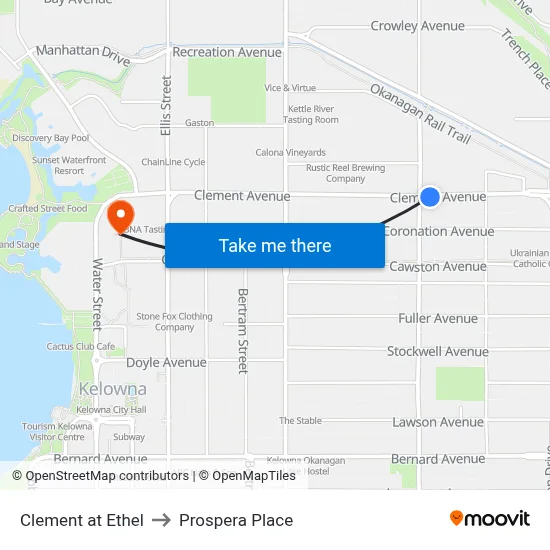 Clement at Ethel to Prospera Place map