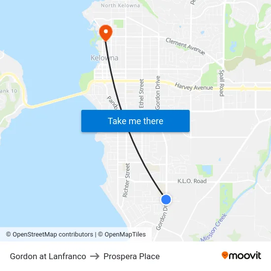 Gordon at Lanfranco to Prospera Place map