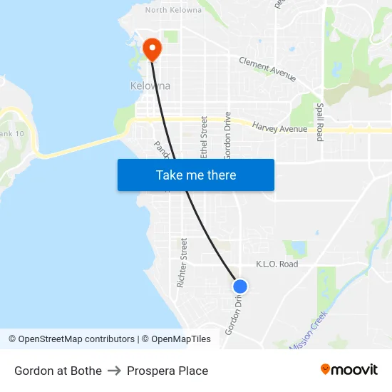 Gordon at Bothe to Prospera Place map