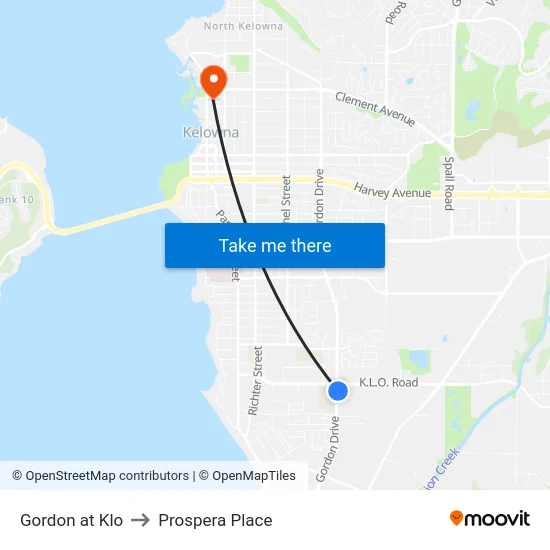 Gordon at Klo to Prospera Place map