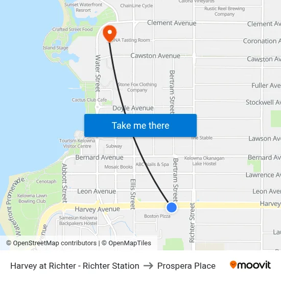 Harvey at Richter - Richter Station to Prospera Place map