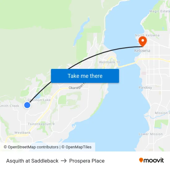 Asquith at Saddleback to Prospera Place map