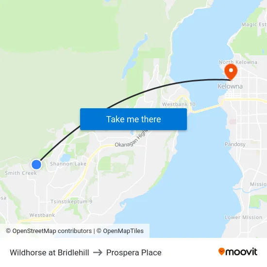 Wildhorse at Bridlehill to Prospera Place map