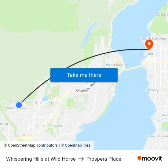 Whispering Hills at Wild Horse to Prospera Place map