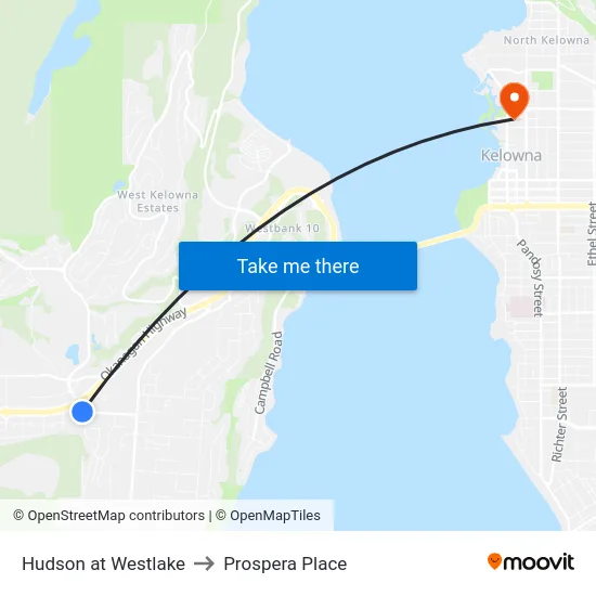 Hudson at Westlake to Prospera Place map