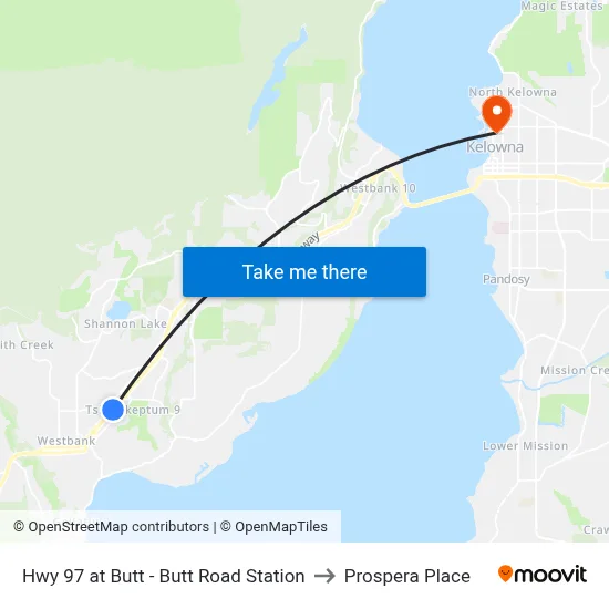 Hwy 97 at Butt - Butt Road Station to Prospera Place map