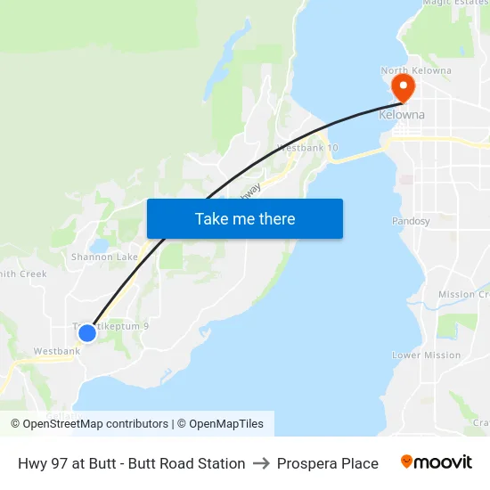 Hwy 97 at Butt - Butt Road Station to Prospera Place map