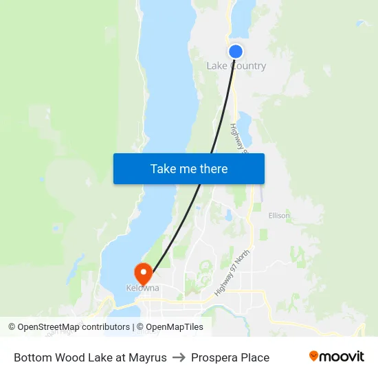 Bottom Wood Lake at Mayrus to Prospera Place map