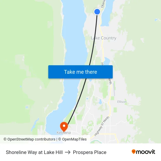 Shoreline Way at Lake Hill to Prospera Place map