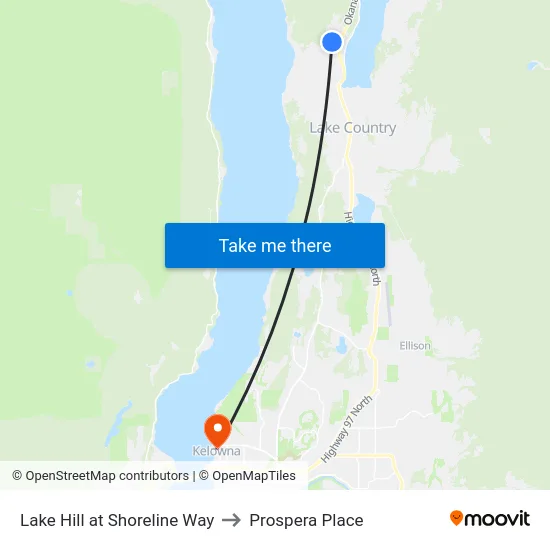 Lake Hill at Shoreline Way to Prospera Place map