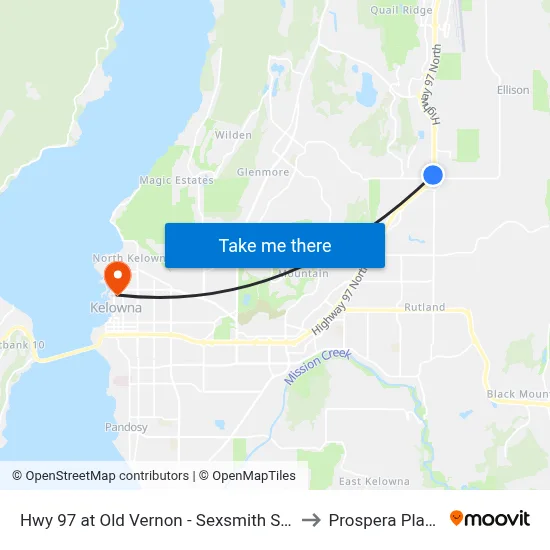 Hwy 97 at Old Vernon - Sexsmith Stn to Prospera Place map
