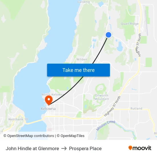 John Hindle at Glenmore to Prospera Place map