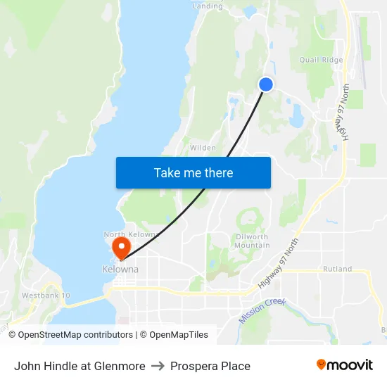 John Hindle at Glenmore to Prospera Place map