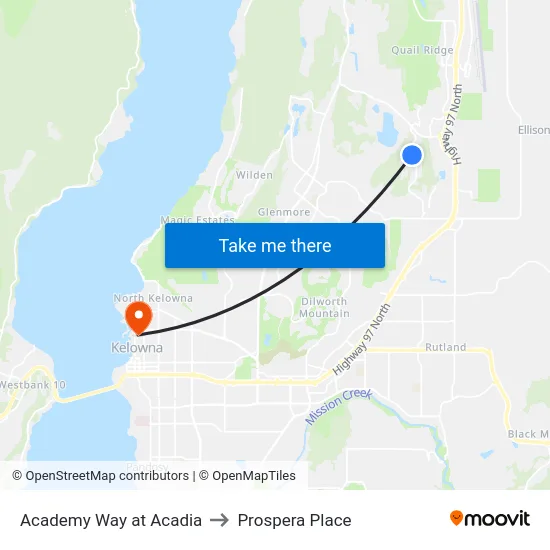 Academy Way at Acadia to Prospera Place map