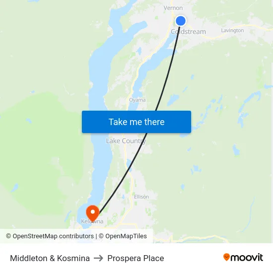 Middleton & Kosmina to Prospera Place map