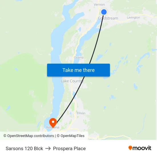 Sarsons 120 Blck to Prospera Place map