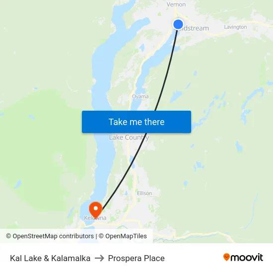 Kal Lake & Kalamalka to Prospera Place map