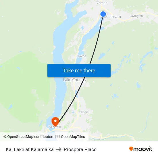 Kal Lake at Kalamalka to Prospera Place map