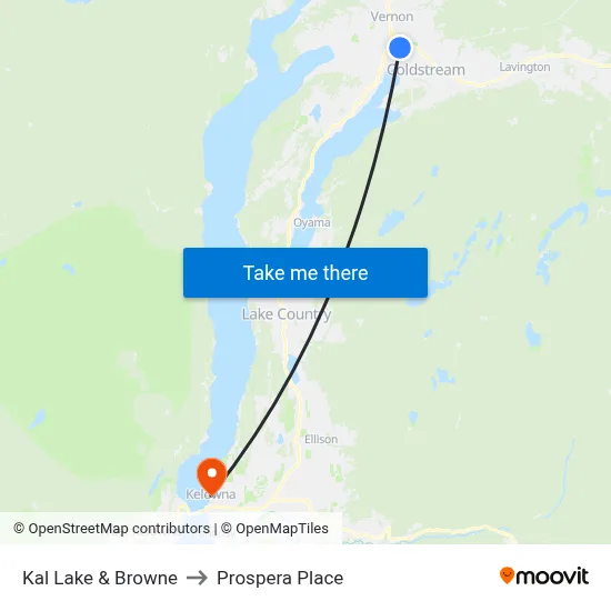 Kal Lake & Browne to Prospera Place map