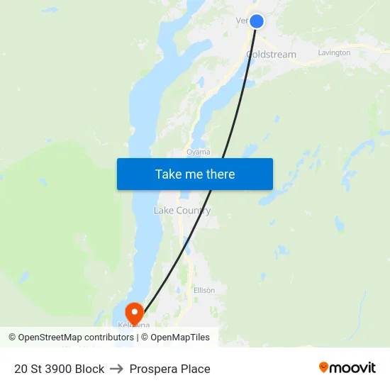 20 St 3900 Block to Prospera Place map