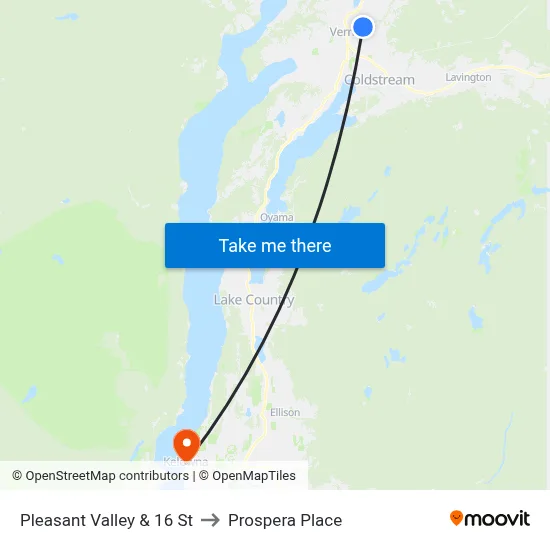 Pleasant Valley & 16 St to Prospera Place map