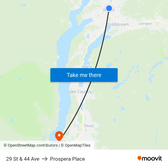 29 St & 44 Ave to Prospera Place map