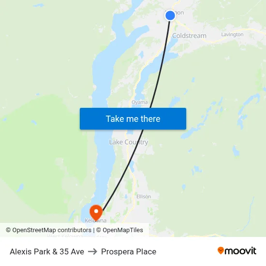 Alexis Park & 35 Ave to Prospera Place map