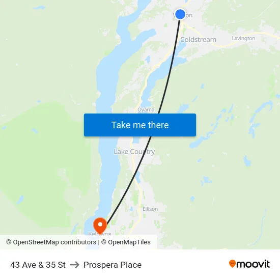 43 Ave & 35 St to Prospera Place map