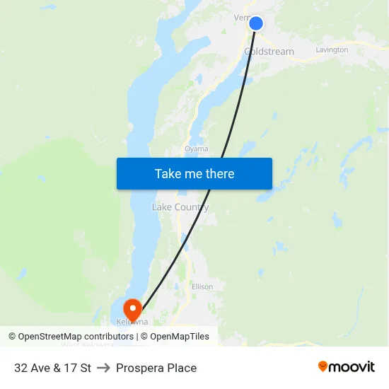 32 Ave & 17 St to Prospera Place map