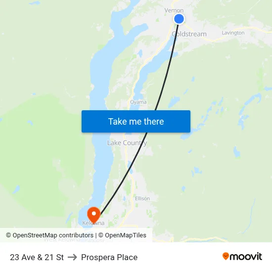 23 Ave & 21 St to Prospera Place map